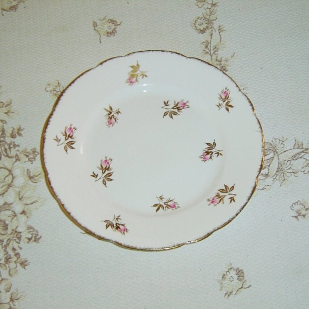 Royal Stafford pink Rosebud gold leaves bread and butter plate VGU